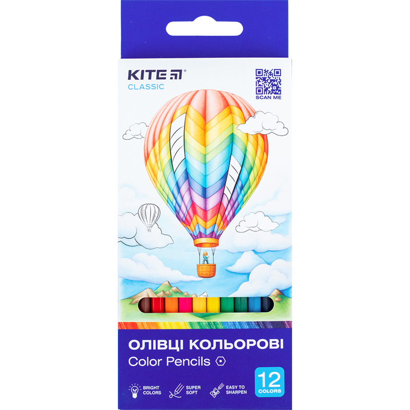 Карандаши цветные 12 шт. Classic KITE