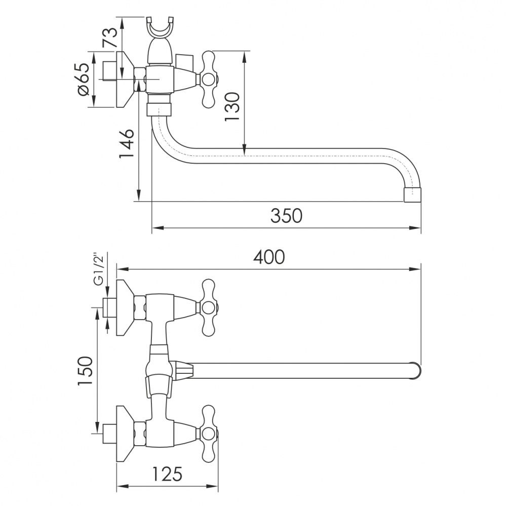 Змішувач для ванни RJ BORN L-вилив, хром