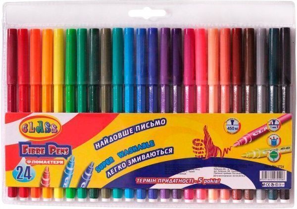 Фломастеры Premium Легкое смывание 24 цвета 2724 CLASS