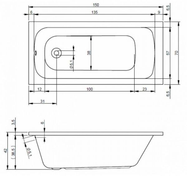 Ванна акриловая RIHO Rima 150x70