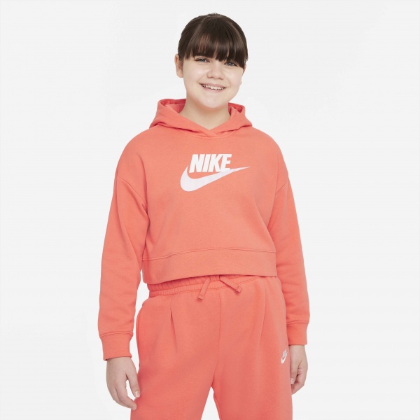 Джемпер Nike G NSW CLUB FT CROP HOODIE HBR DC7210-814 р. M помаранчевий