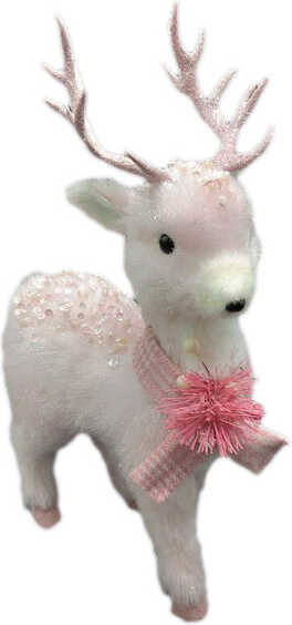 Декорація новорічна New Star олень стоячий світло-рожевий 25 см 