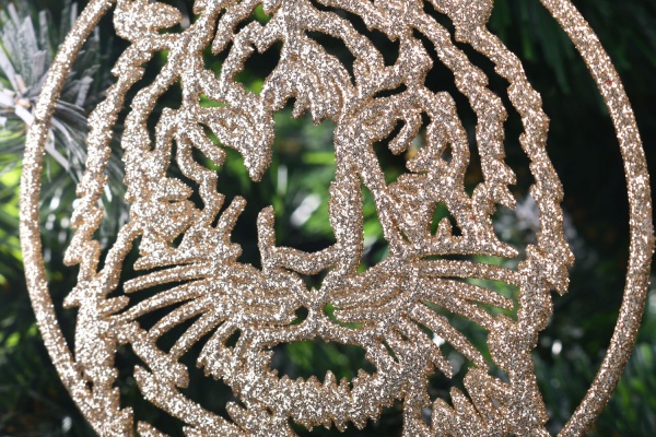 Подвеска Тигрик в кругу 2Д 12х12 см золото