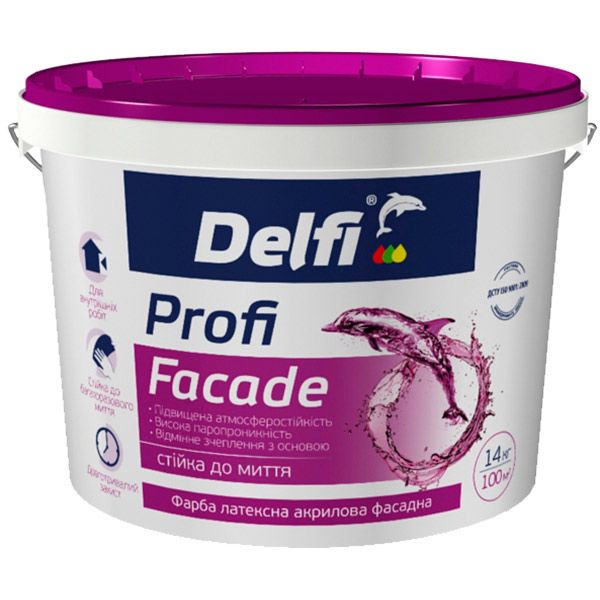 Фарба акрилова Delfi Profi Facade мат білий 14кг