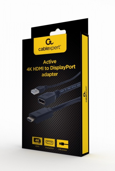 Адаптер із роз'ємами Cablexpert HDMI на DisplayPort, 4K 0,1 м чорний (A-HDMIM-DPF-01) 