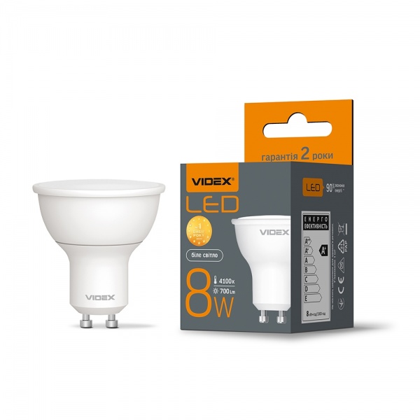 Лампа светодиодная Videx 8 Вт MR16 матовая GU10 220 В 4100 К 26411 