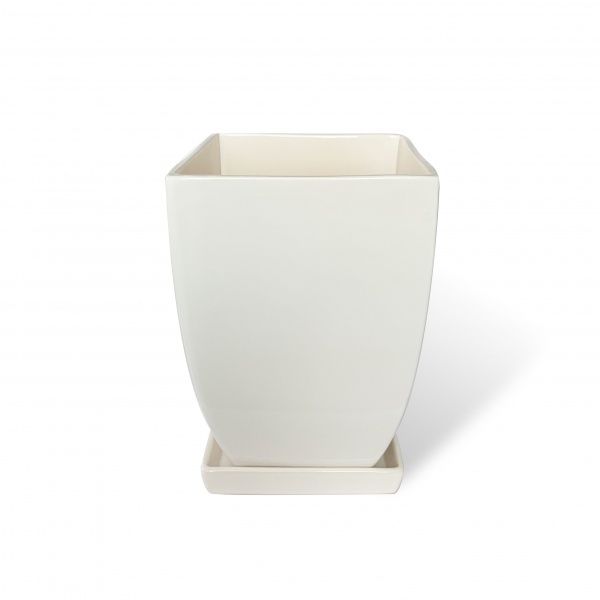 Горшок керамический Резон Конус квадратный 2,3л белый 