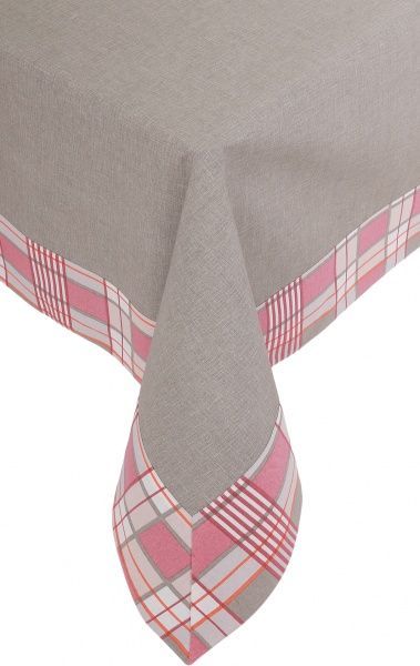 Скатерть с кантом клетка розовая Шато однотонный 140x180 см серый с розовым La Nuit 