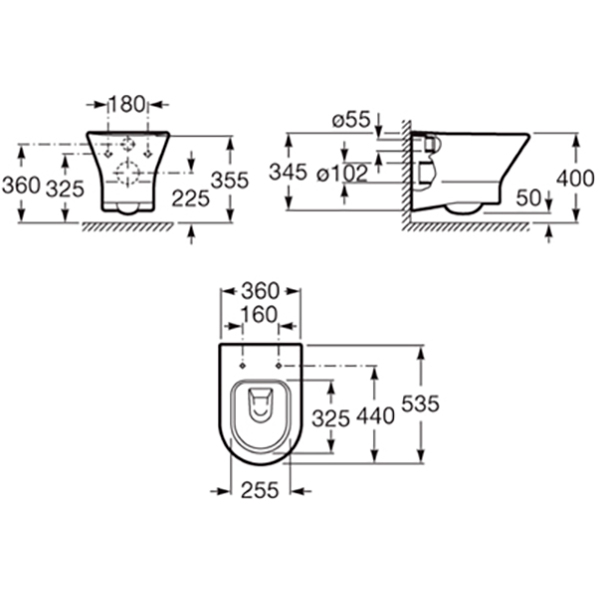 Унитаз подвесной ROCA NEXO Clean Rim с сиденьем slow-closing SLIM