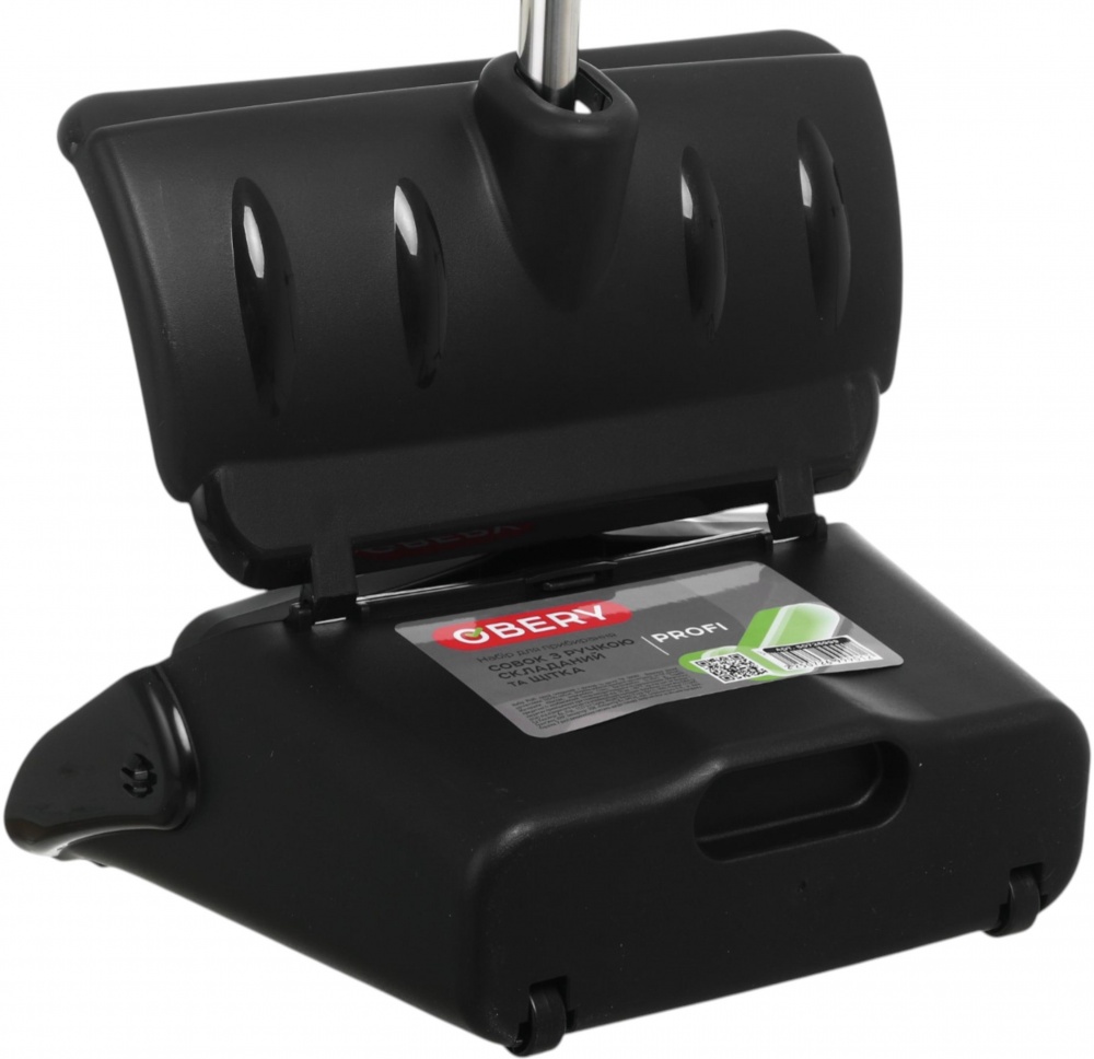 Комплект для уборки пола совок и щетка складные черный Profi OBERY 103 см