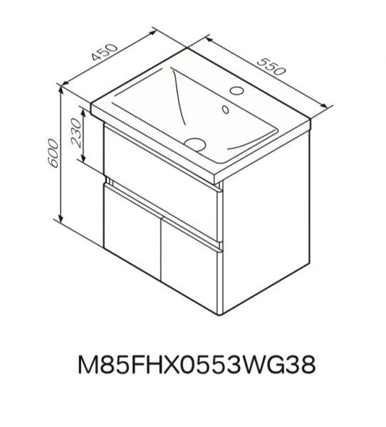 Тумба підвісна AM.PM M85-FHX0553-WC0553WG38 X-Joy 55 см