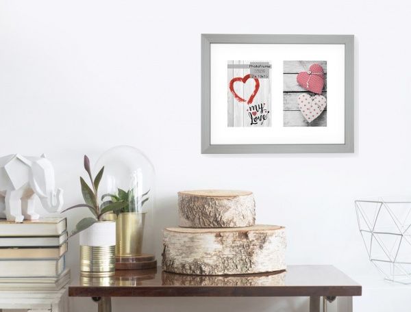 Фоторамка с паспарту SvitArt FKP-2-1913-7B 10x15 см светло-серый 