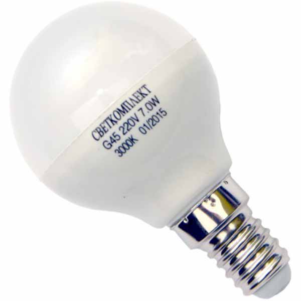 Лампа LED Світлокомплект G45 A 7 Вт E14 тепле світло