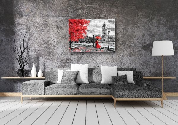 Декор настенный Лондон 42x59,4 см красный с рисунком 