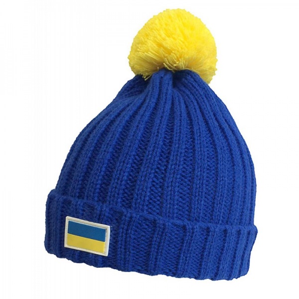 Шапка Cofee синя з помпоном р. one size UA5500.11