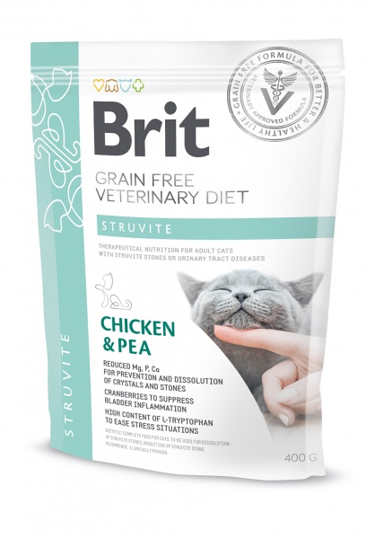 Корм сухой для взрослых котов Brit VetDiets при лечении и профилактике мочекаменной болезни 400 г