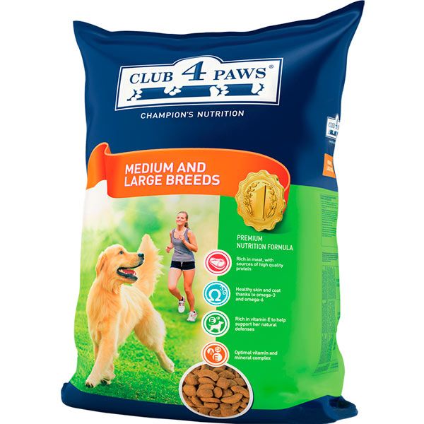 Корм Клуб 4 лапи для дорослих собак середніх і великих порід 12 кг 