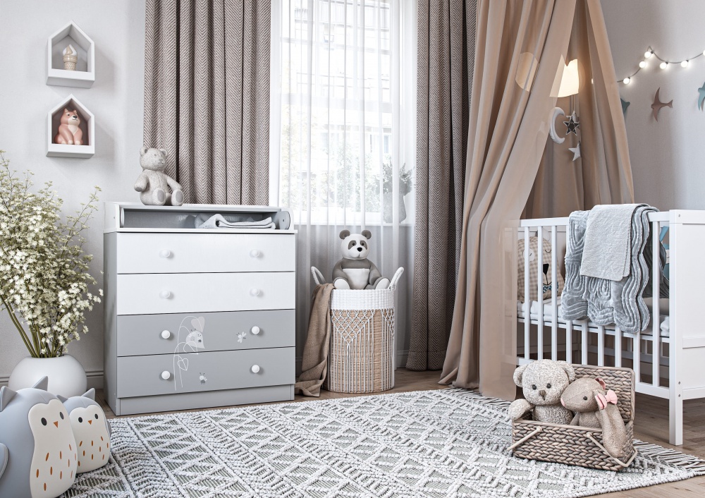 Комод пеленальный Грейд French Amis белый/стальной серый