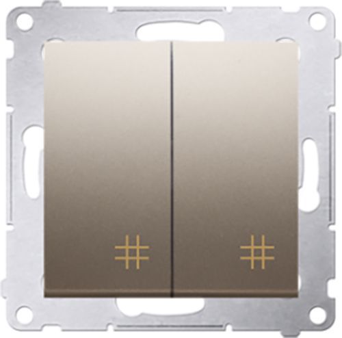 Вимикач перехресний двоклавішний Premium без підсвітки 10 А 250В золотий DW7/2.01/44