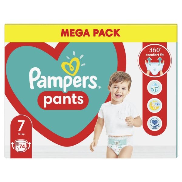 Подгузники-трусики Pampers Pants Размер 7 (17+ кг) 74 шт.