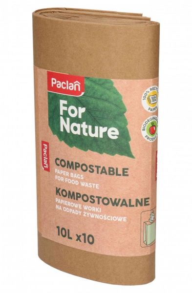 Мешки для бытового мусора Paclan For Nature Bio бумажные 10 л 10 шт.