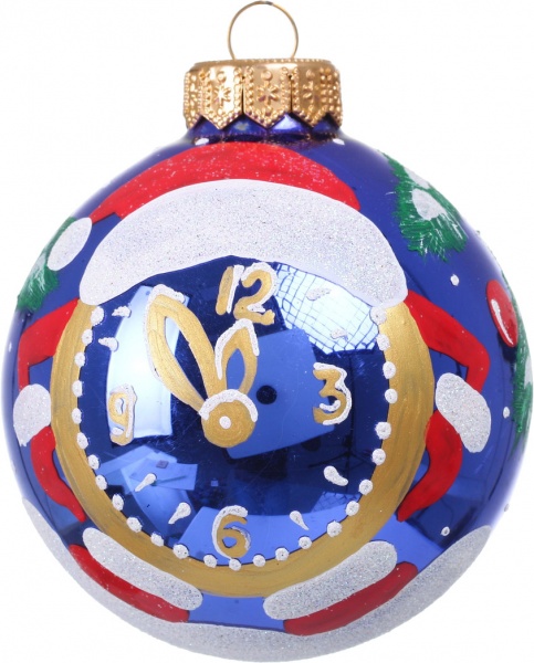 Шар новогодний зимняя сказка ручной работы стеклянный d 80 мм разноцветный