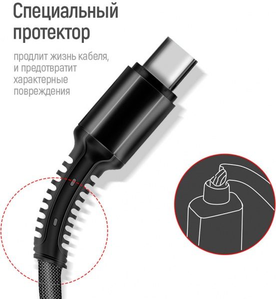 Кабель ColorWay 3в1 (Lightning+MicroUSB+Type-C) 1,2 м чорний (CW-CBU3003-GR) 