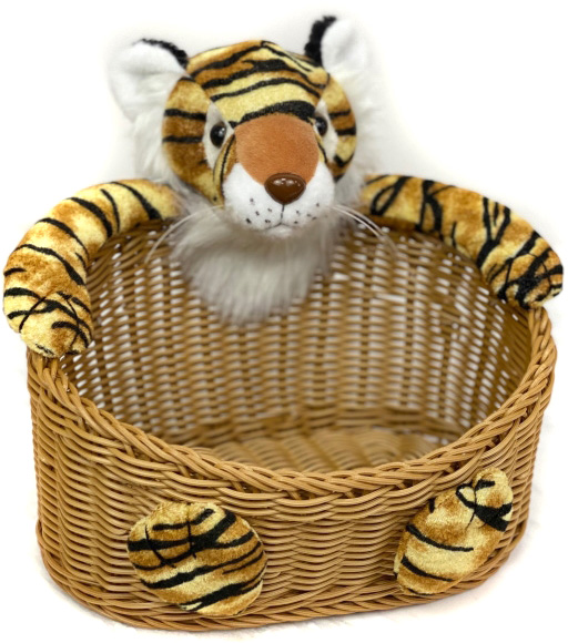 Декорация новогодняя SHENZHEN NANSING SCIENCE корзинка с тигром коричневая 23 см 