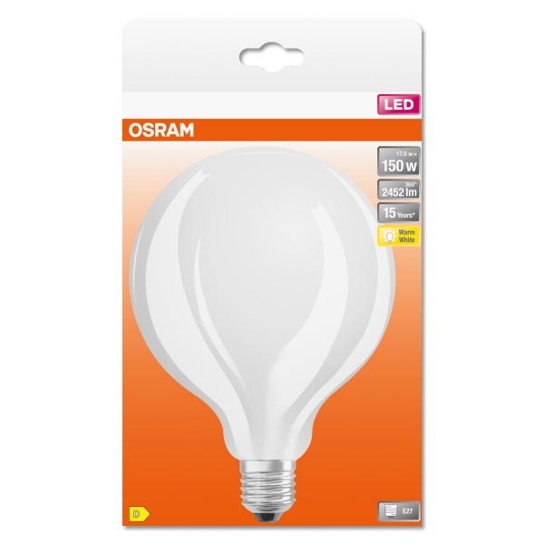 Лампа светодиодная Osram G120 17 Вт E27 4000 К 220 В матовая FIL G1250FR 2542Lm 