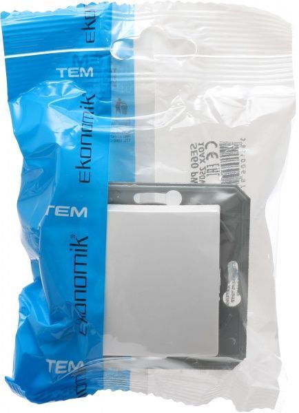 Переключатель проходной одноклавишный TEM Ekonomik без подсветки 10 А 250В белый SE60PWXO-U