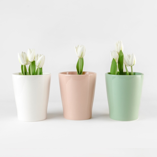 Горщик керамічний круглий 1,6 л рожевий (DH-FLOWERS-29 PINK) 