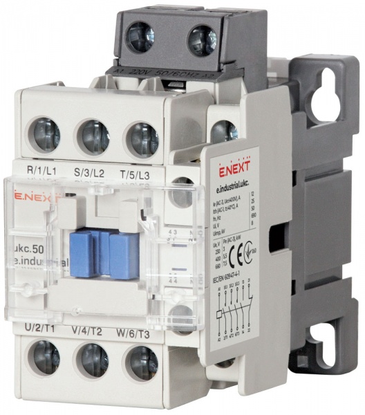 Контактор E.NEXT e.industrial.ukc.50.220 50А 220В 1НВ+1НЗ i.0090034
