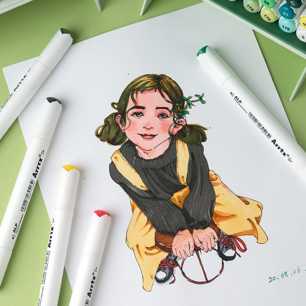 Набор маркеров Arrtx спиртовых Alp ASM-02GN 24 цвета зеленые оттенки LC302246 