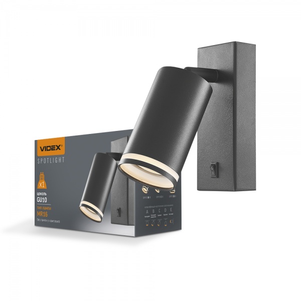 Бра Videx SPF05E настенный с кнопкой 1xGU10 черный 27174 