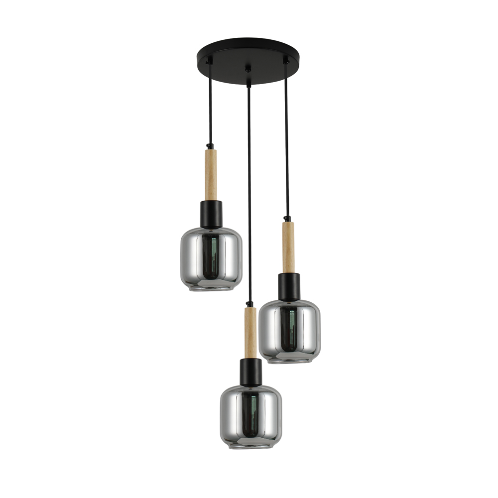 Люстра підвісна ARDERO Denver E14 чорний/дерево BL1433-1