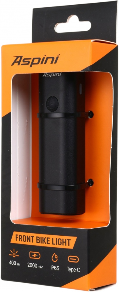 Фонарь велосипедный Aspini 400 Lm черный FL-400A-BLK
