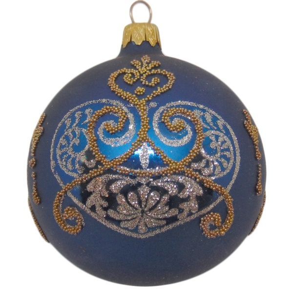 Шар новогодний стеклянный d80 синий матовый 8780-1H-1 