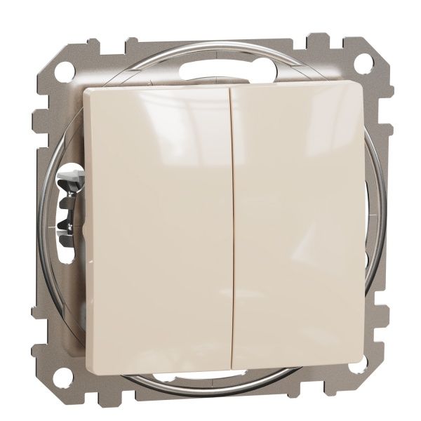 Переключатель проходной двухклавишный Schneider Electric Sedna Design без подсветки 10 А 250В бежевый SDD112108