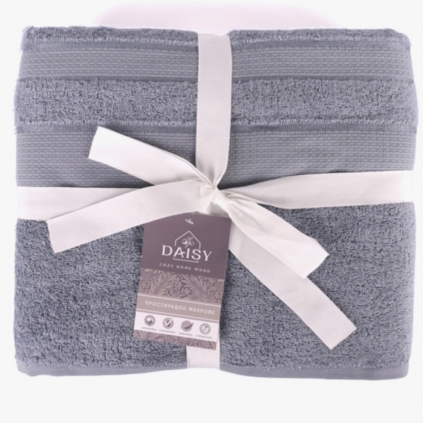 Простирадло махрове 200x220 см сірий ТЕКС 