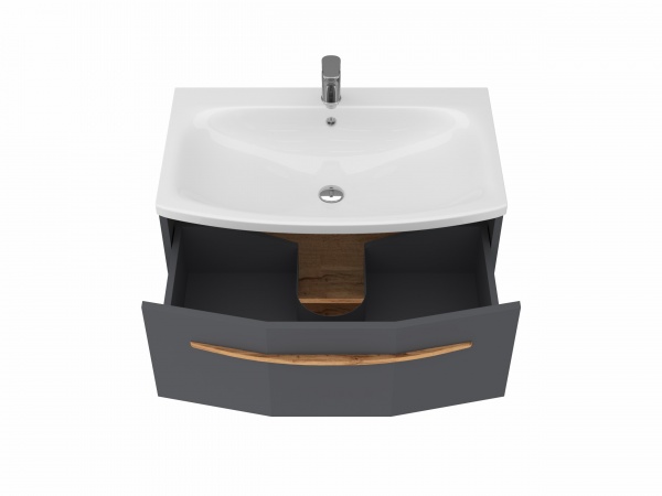 Тумба підвісна ЮВЕНТА Stellantis - 80 антрацит матовий з умивальником 