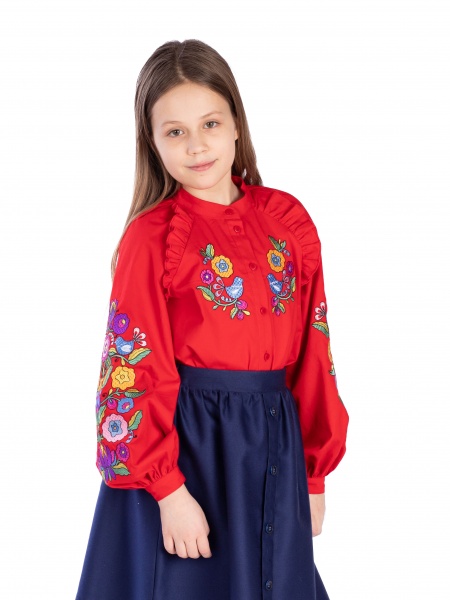Вышиванка для девочек Эдельвика р.140 красный 49-23/00 
