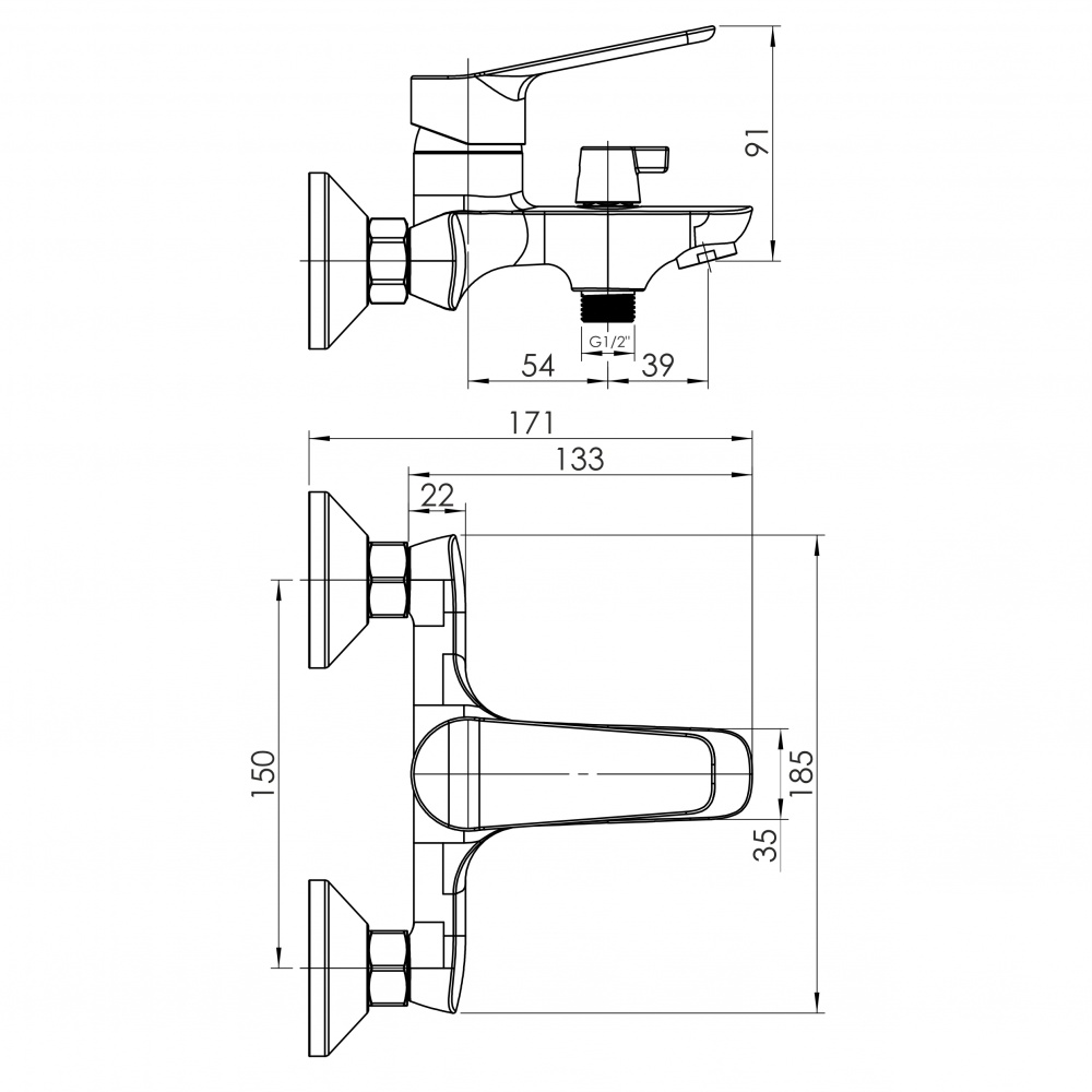 Смеситель для ванны RJ LOLA, хром
