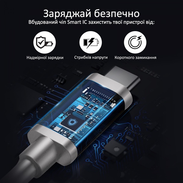 Кабель Promate PowerBeam-CC Type-C — Type-C 1,2 м білий (powerbeam-cc.white) 