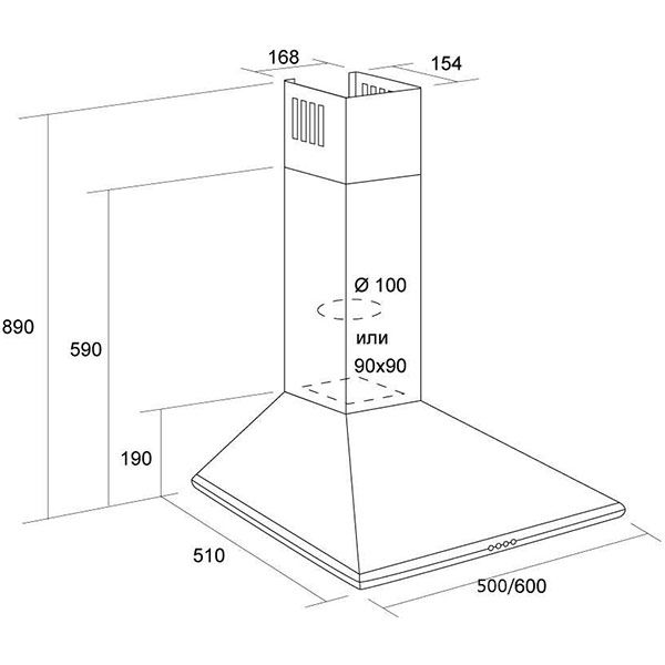 Вытяжка Pyramida Basic Casa K black 50 см