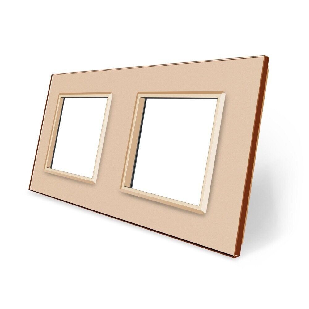 Рамка двухместная Livolo C7 универсальная золотое стекло C7-SR/SR-13