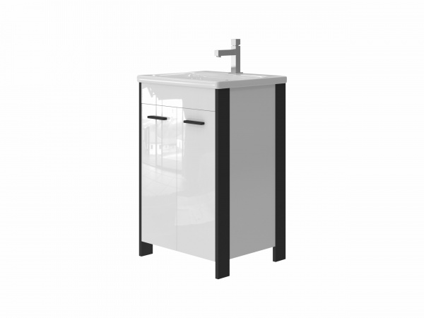 Тумба підлогова ЮВЕНТА Brooklyn - 55 чорний з умивальником Soft-55