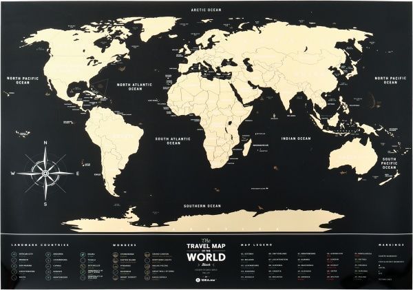 Скретч-карта Travel Map Black World 60x80 см