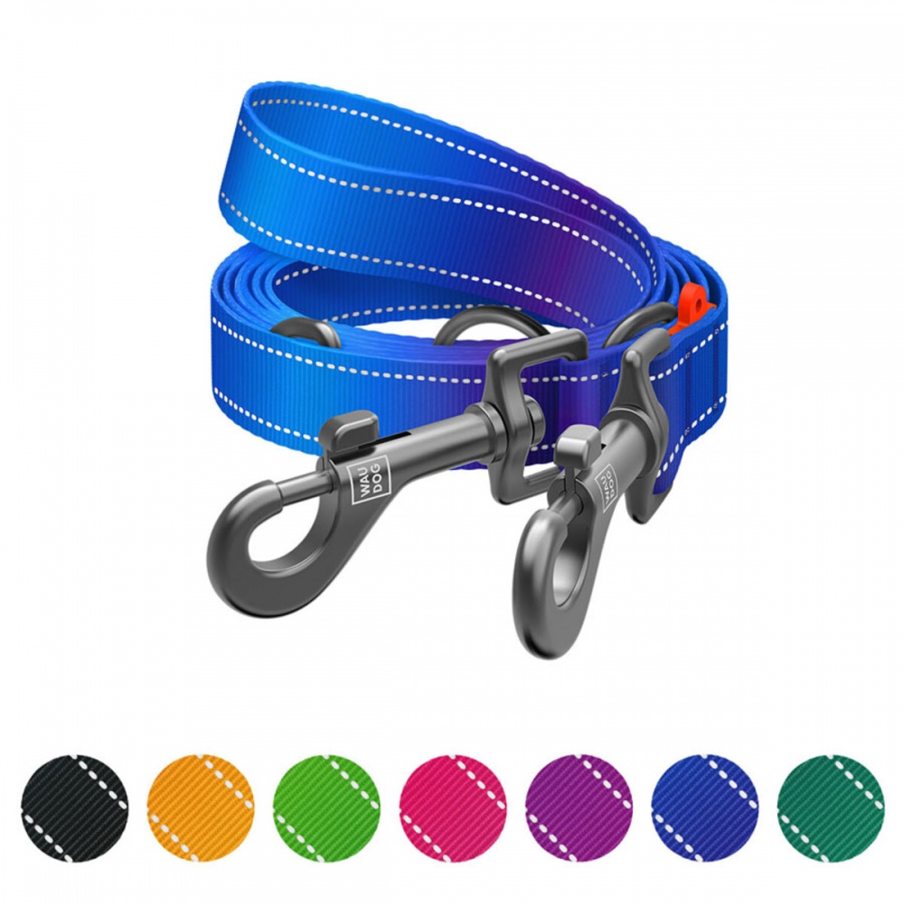 Повідець-перестібка Waudog Nylon Mono світловідбивний М Ш20 мм Д300 см синій