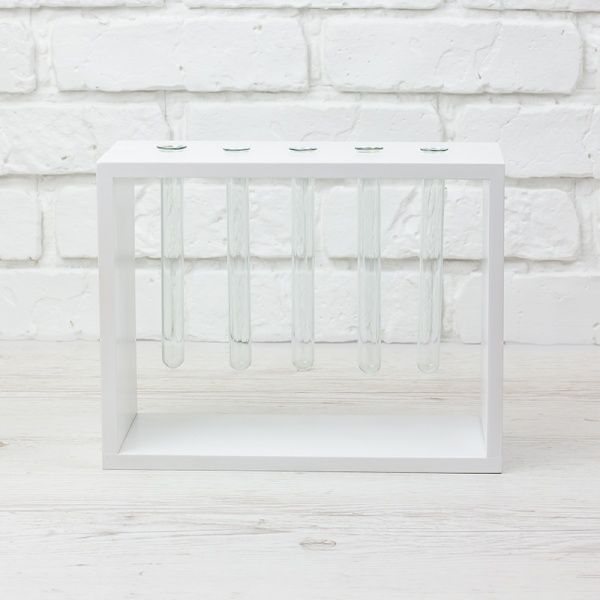 Ваза декоративная на 5 пробирок 60х180х110 мм белая Стеклоприбор