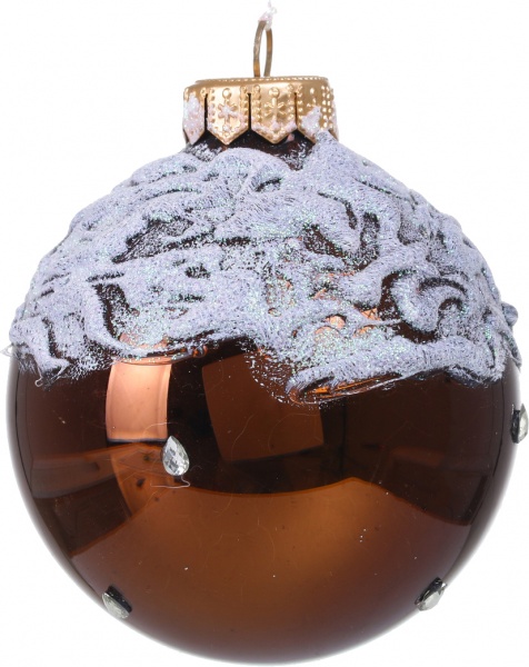 Куля новорічна сніжна колекція d 80 мм білий